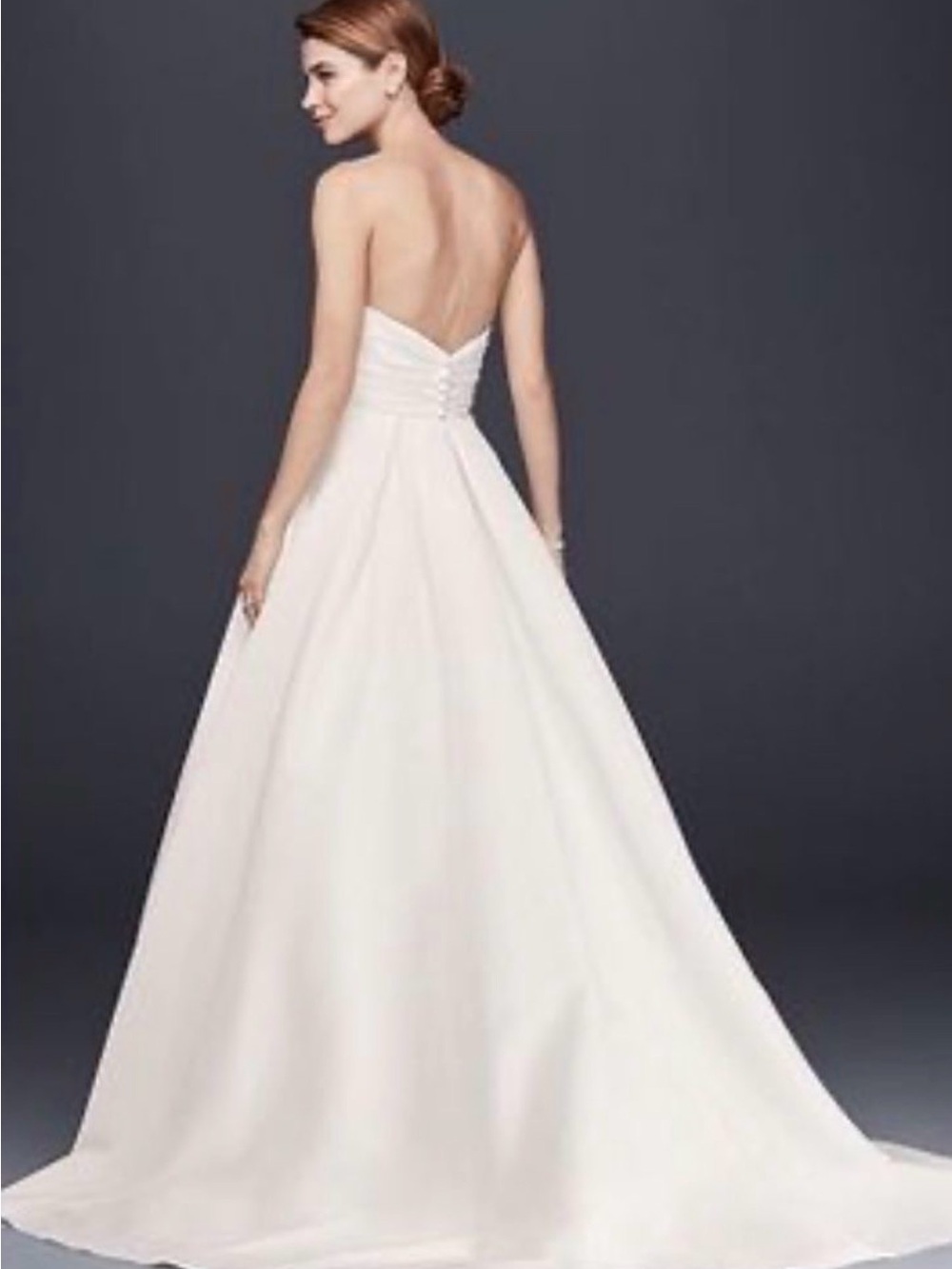 NWT- Strapless A-Line White Bridal Dress with Button Back